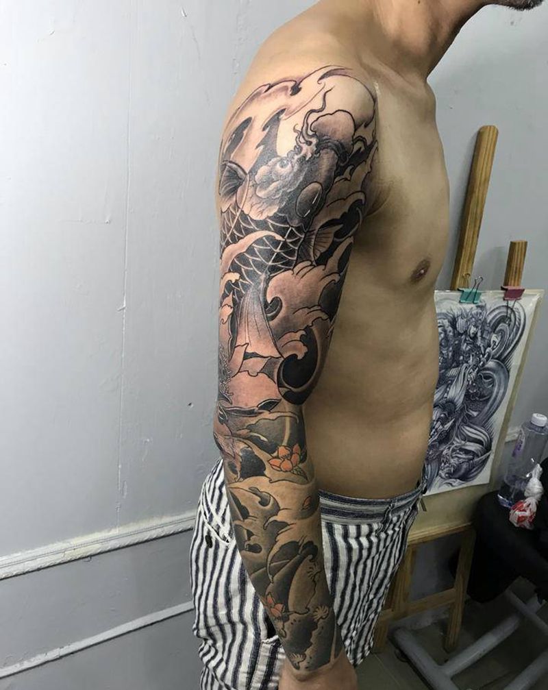 花臂纹身图片_手臂腿部新传统纹身图案