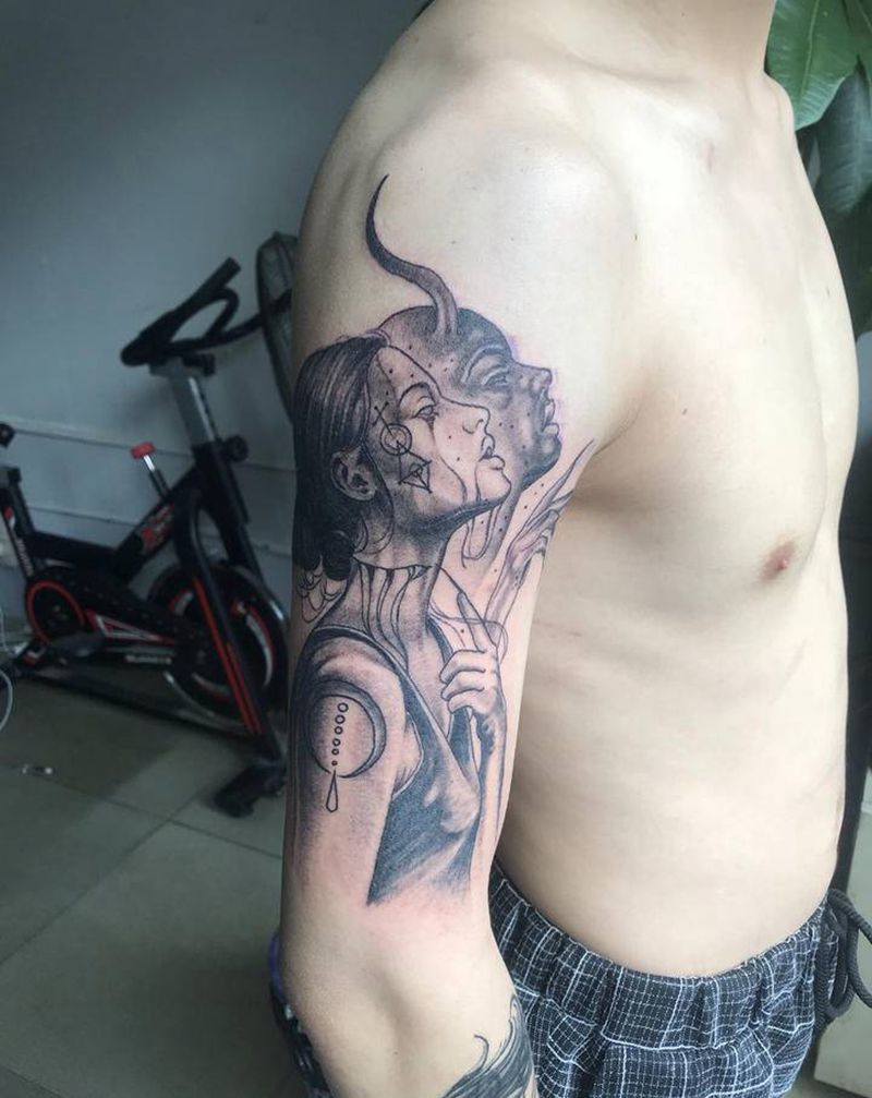 欧美黑暗系纹身图片_腿部手部纹身图案