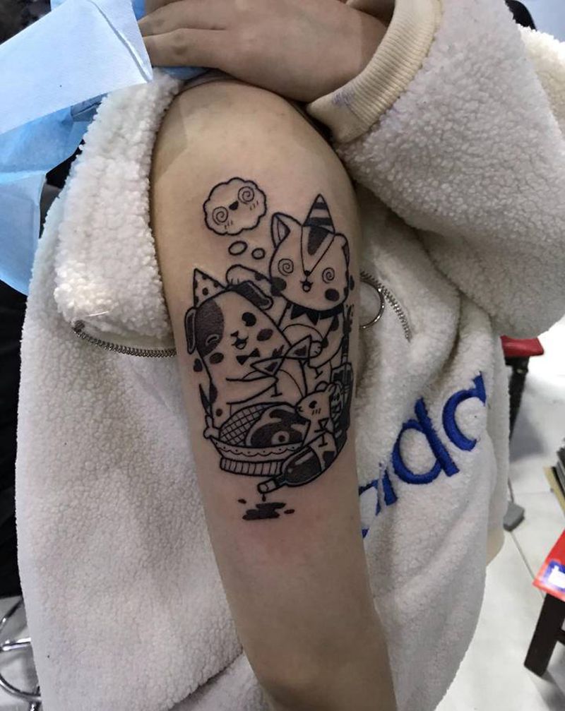 卡通纹身图片_腿部手臂纹身图案