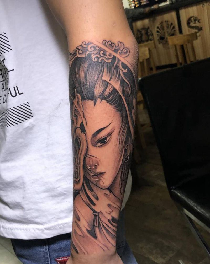 艺妓纹身图片_手臂纹身图案