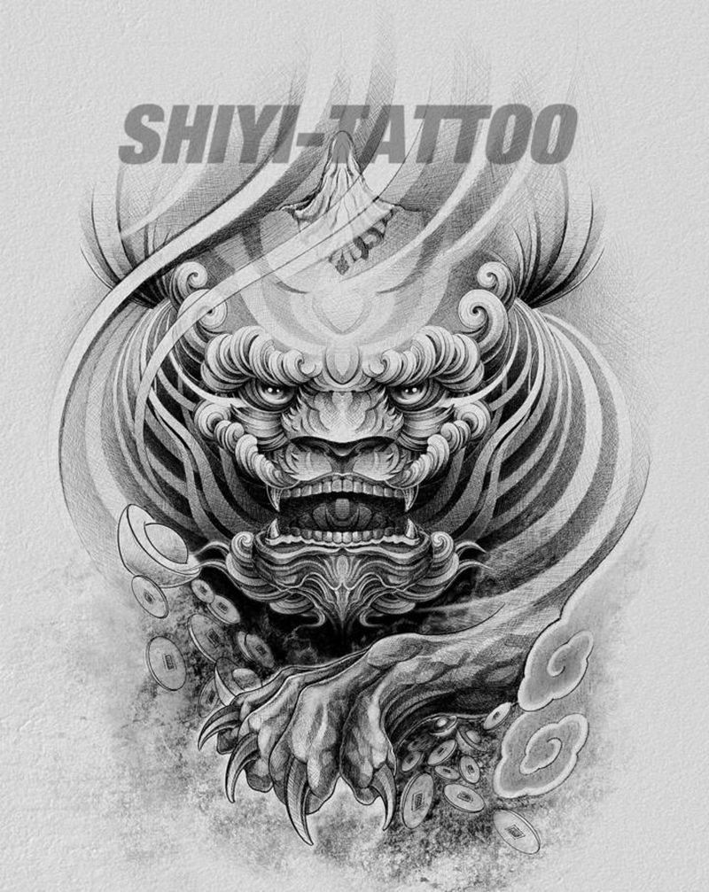 貔貅手稿纹身图片_手臂新传统纹身图案