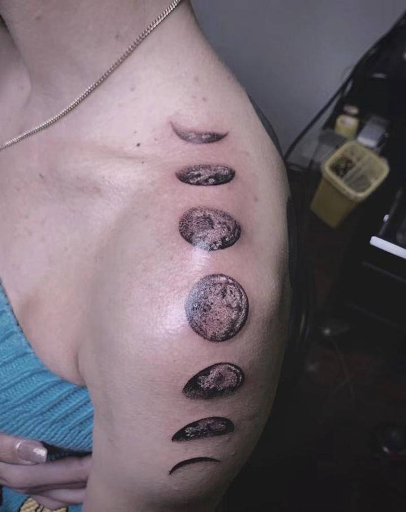 ＃星球＃纹身图片_手臂颈部欧美写实点刺星球纹身图案