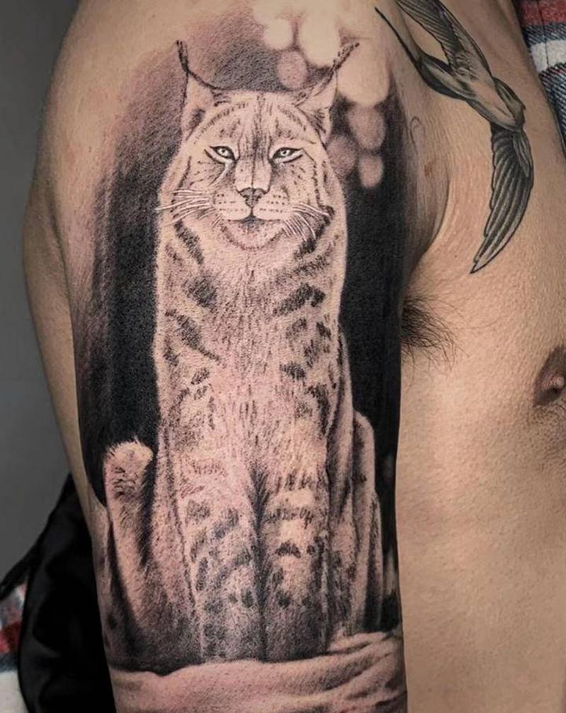 ＃猞猁＃纹身图片_手臂腿部欧美写实纹身图案