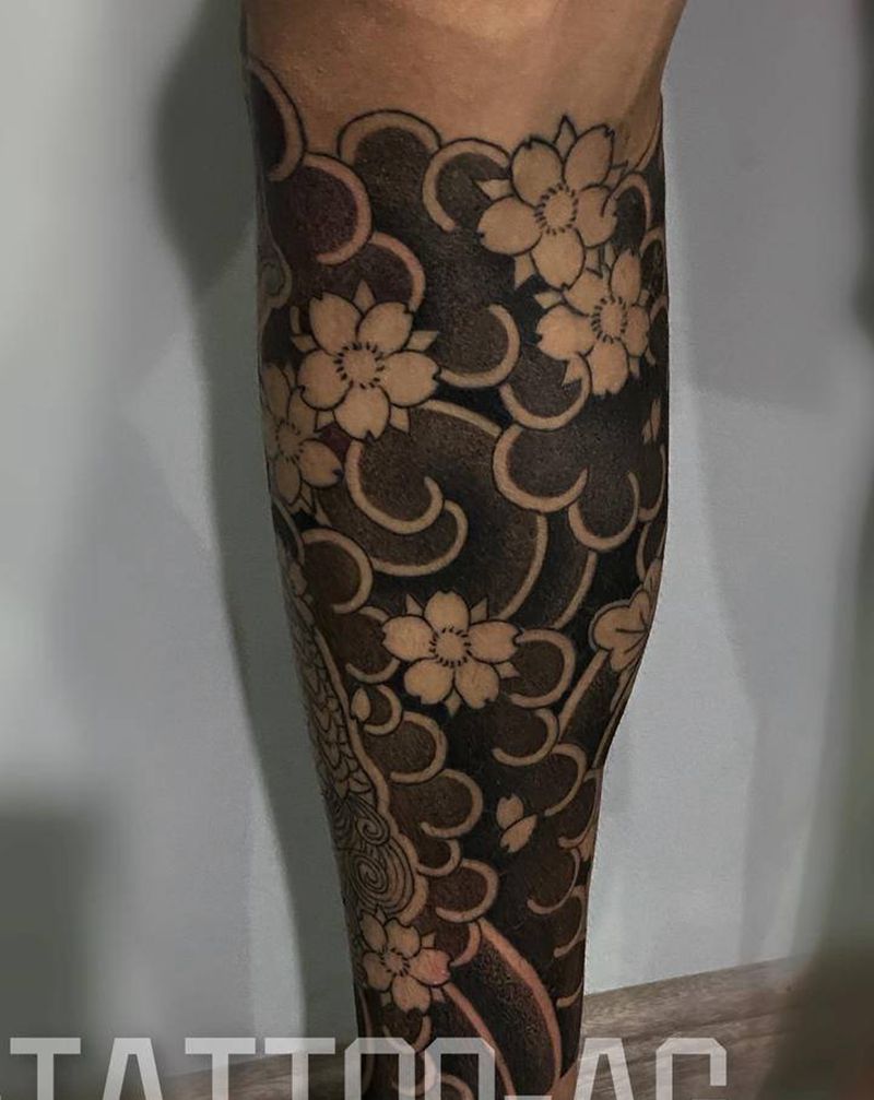 日式麒麟老传统纹身图片_腿部老传统纹身图案