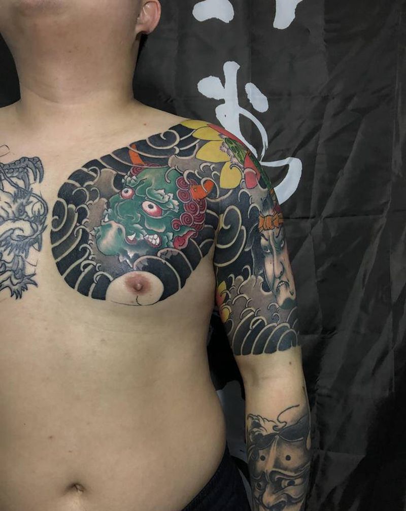 老传统半胛纹身图片_手臂手部老传统新传统纹身图案