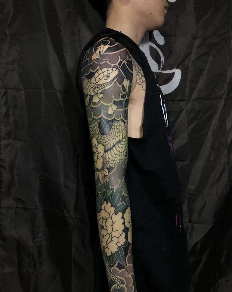 老传统花臂纹身图片_手臂手部老传统新传统纹身图案