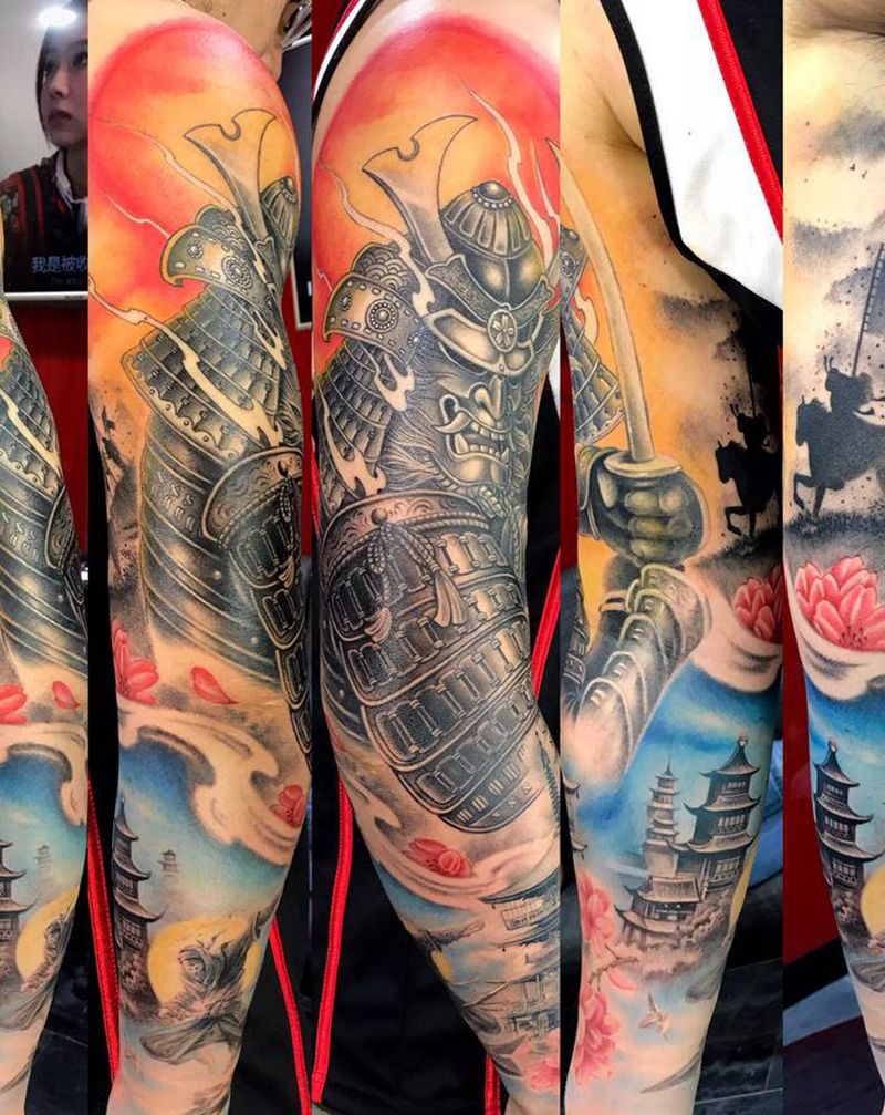 日本武士纹身图片_手臂新传统纹身图案