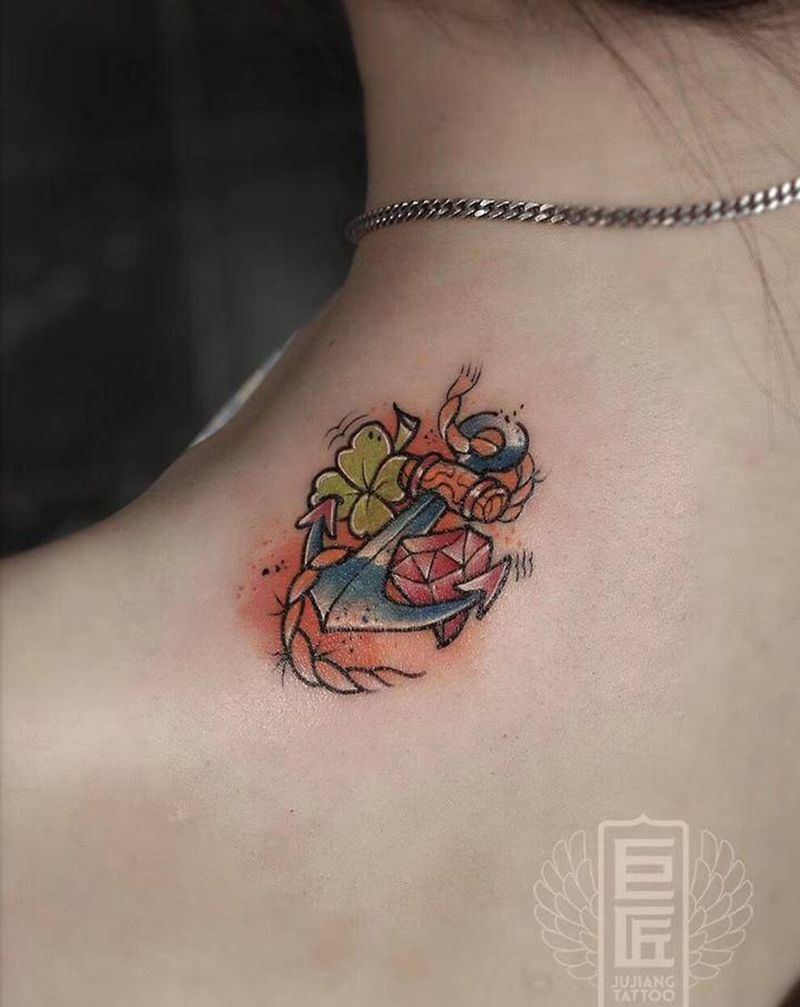 遮盖胎记纹身图片_肩部新传统纹身图案