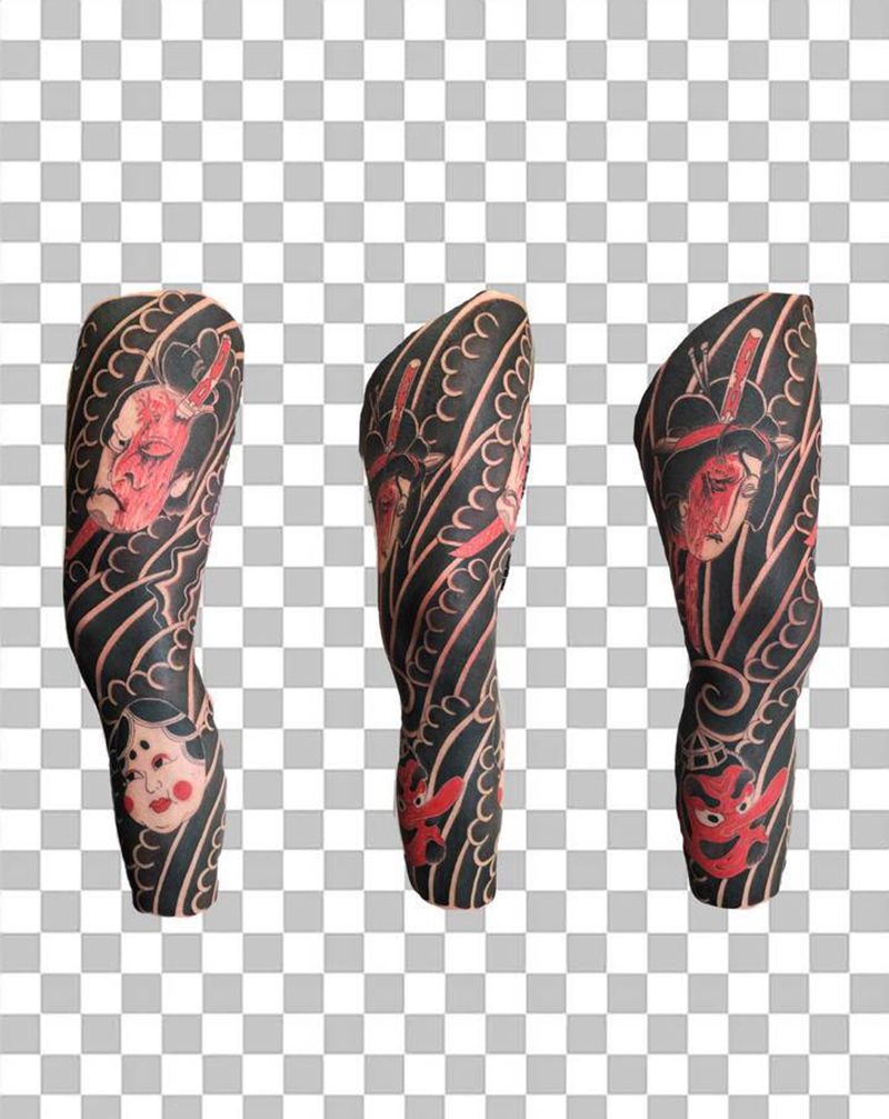 日式花腿 完工纹身图片_腿部老传统纹身图案