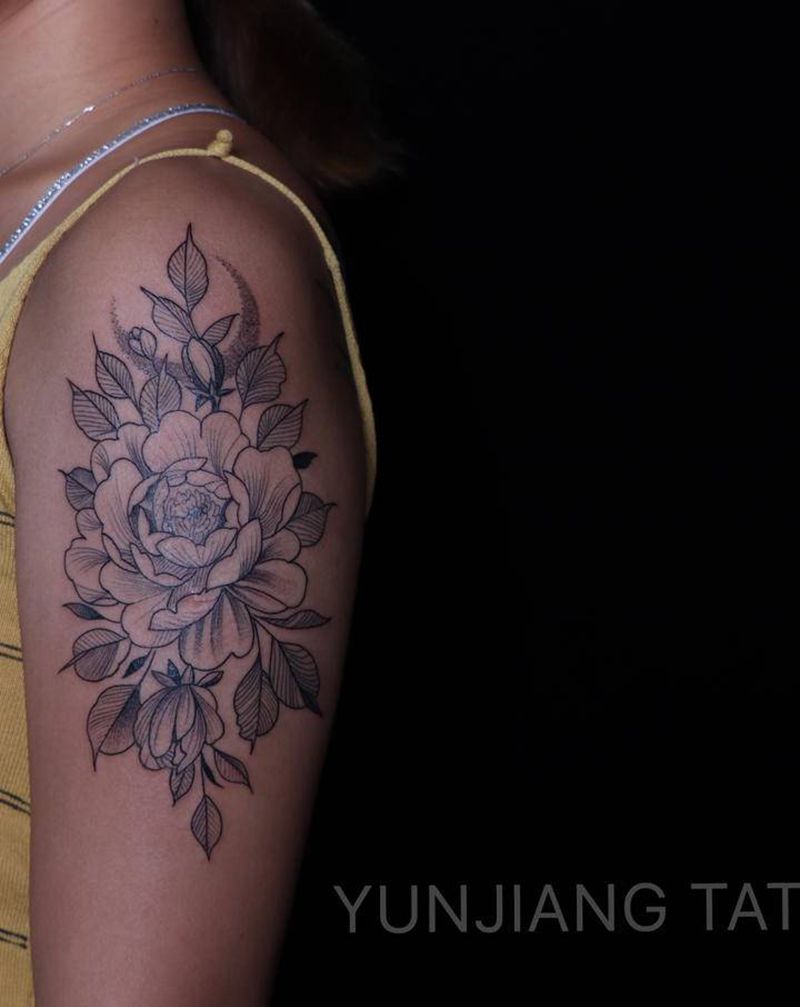 素花纹身图片_手臂点刺纹身图案