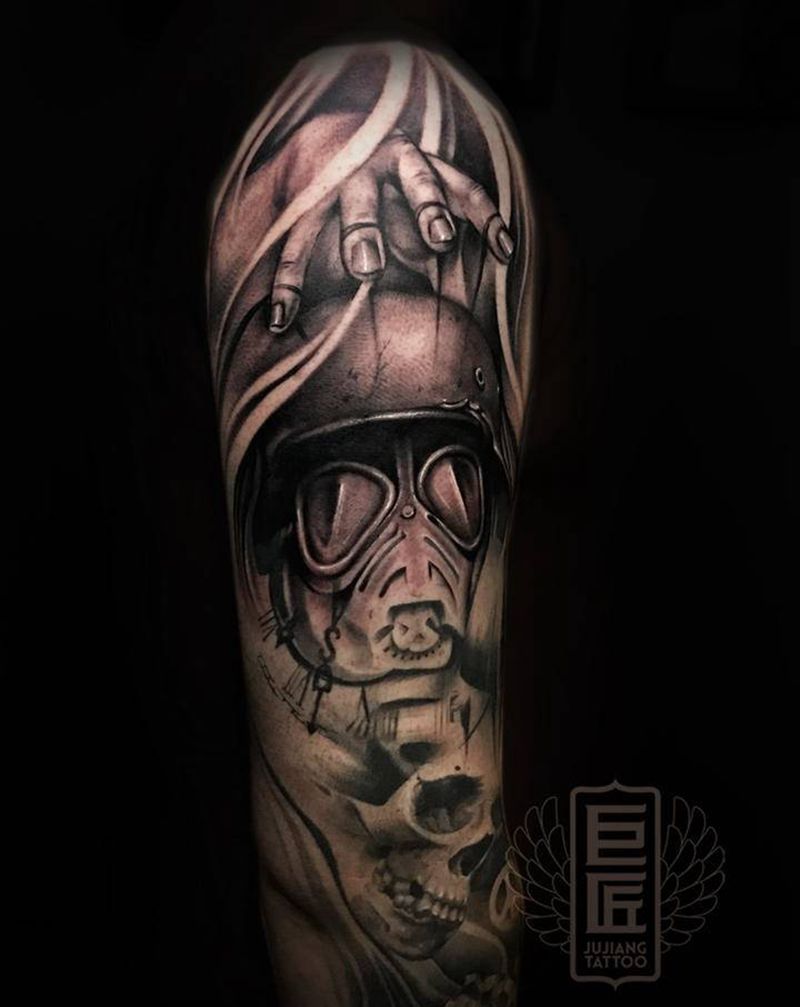 反战纹身图片_手臂欧美写实纹身图案