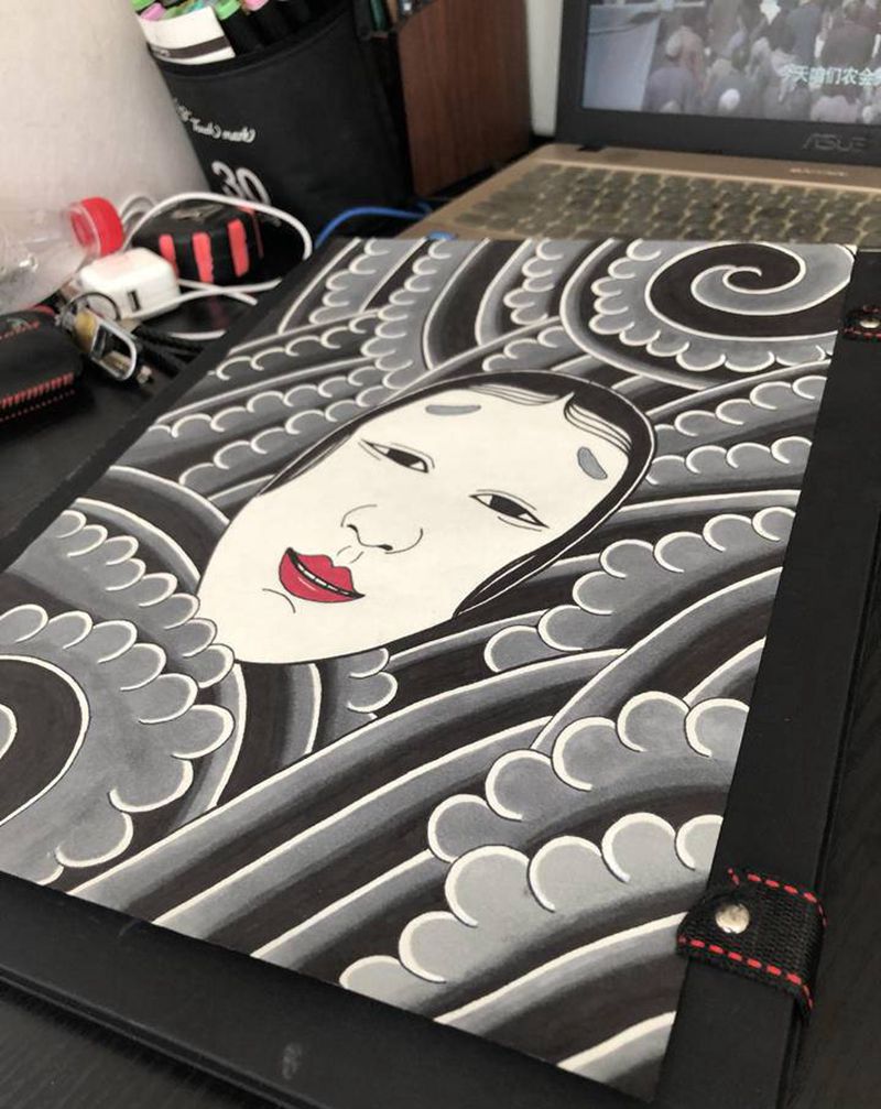 画个稿纹身图片_腿部手臂老传统纹身图案