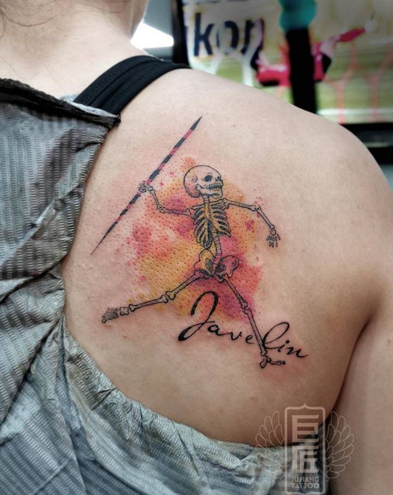 骷髅纹身纹身图片_背部水彩原创纹身图案
