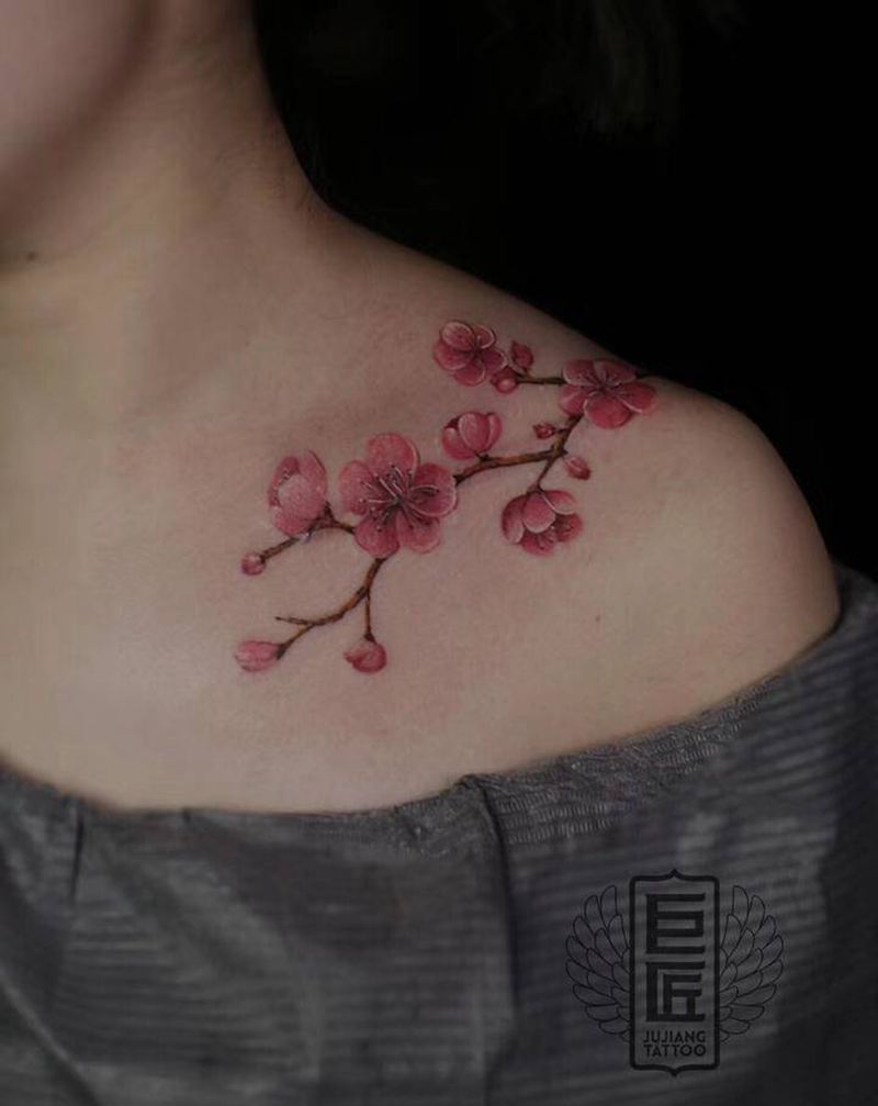 涅槃重生纹身图片_肩部水彩遮盖伤疤纹身图案