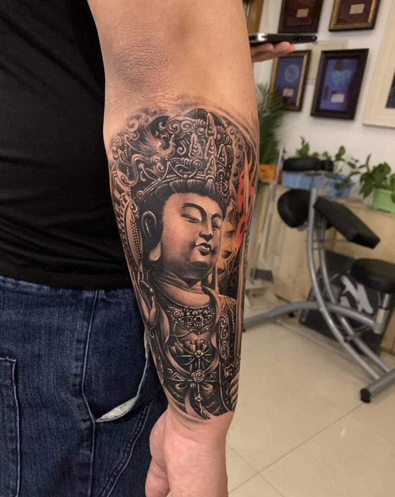 普贤菩萨纹身图片_手臂新传统纹身图案