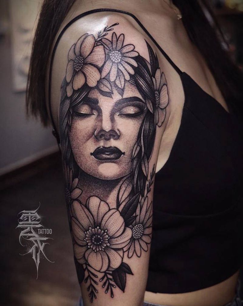 无题纹身图片_手臂欧美写实点刺纹身图案