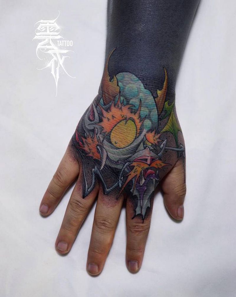 龙纹身图片_手部New School纹身图案