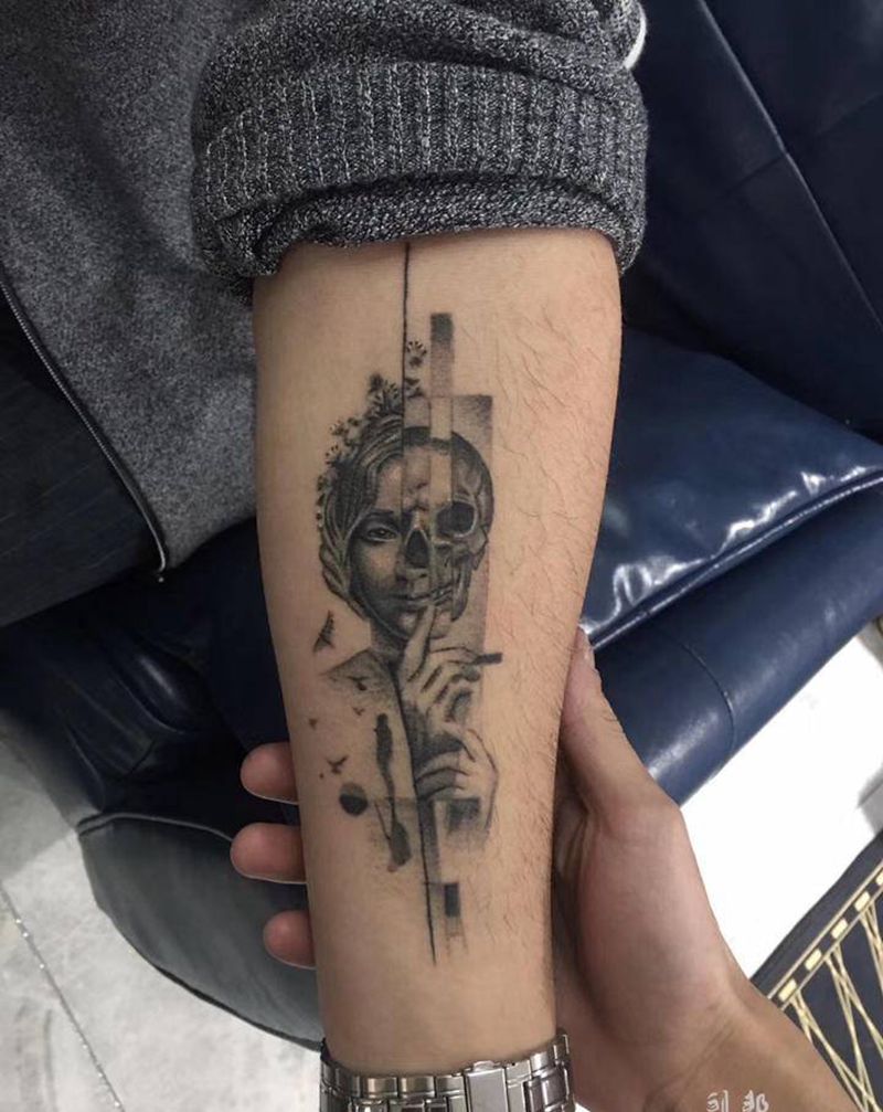 点刺小图纹身图片_手臂点刺欧美写实纹身图案