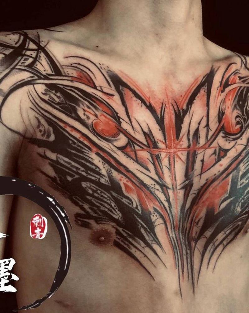 花体纹身图片_背部花体字纹身图案