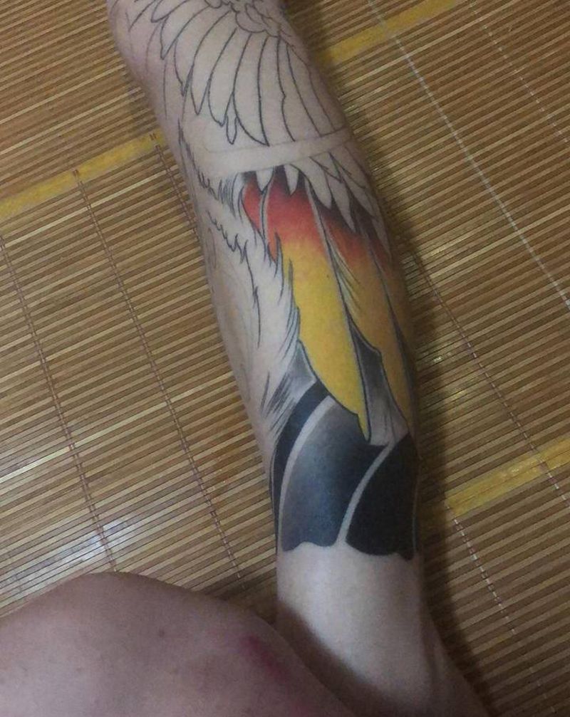 凤凰纹身图片_腿部纹身图案