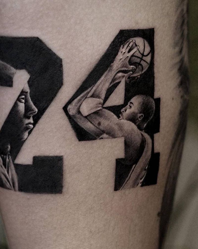 科比24号纹身图片_手臂欧美写实科比纹身图案