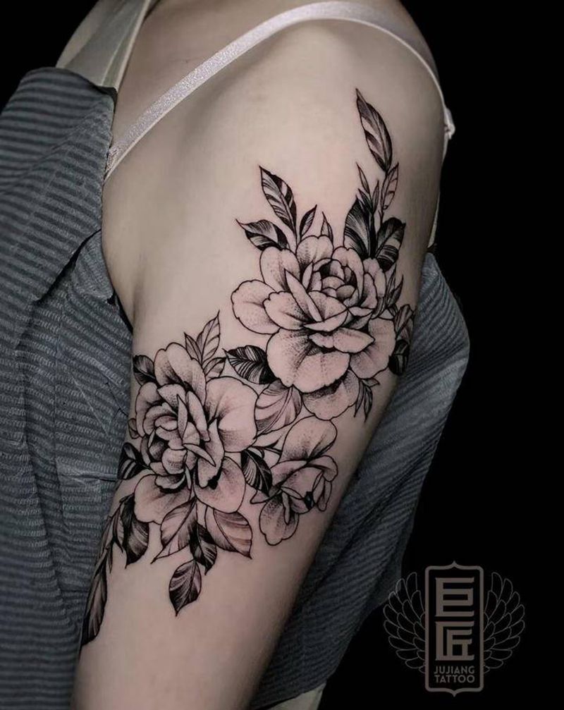 素花纹身图片_手臂素花纹身图案