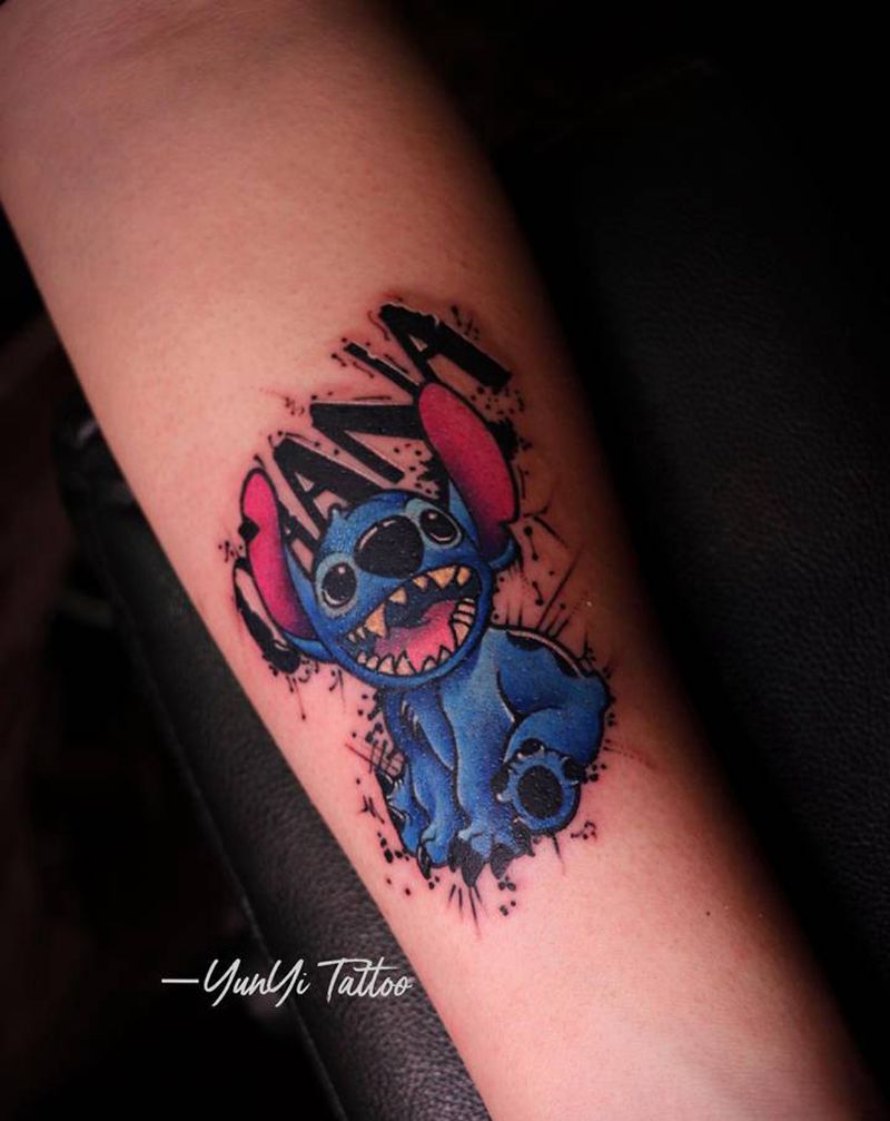 史迪仔纹身图片_手臂New School纹身图案