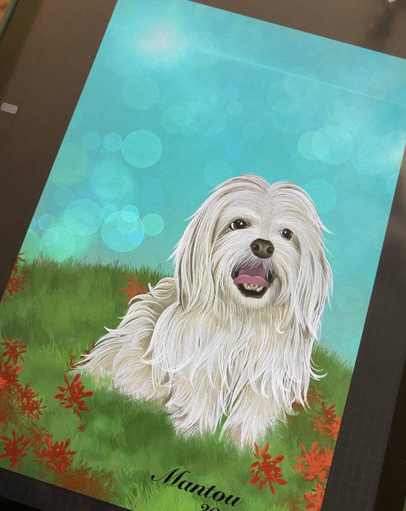 纪念纹身图片_水彩欧美写实动物宠物狗纹身图案