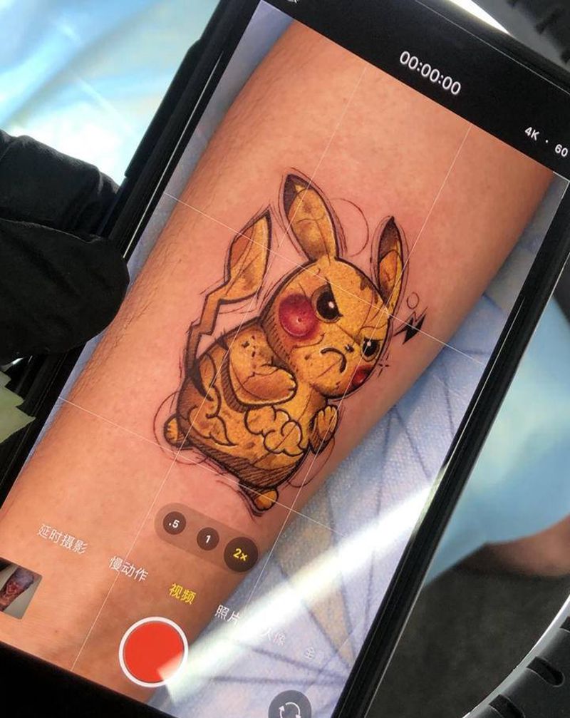 皮卡丘纹身图片_手臂Old School纹身图案