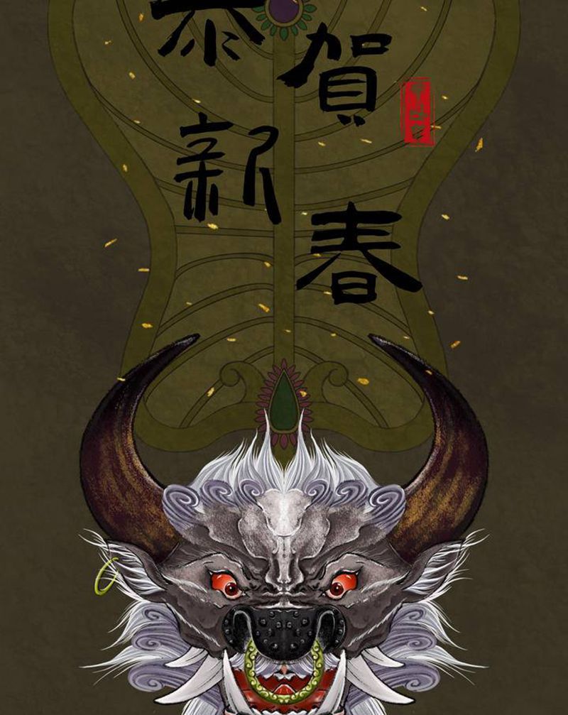 新春纹身图片_新传统牛纹身图案