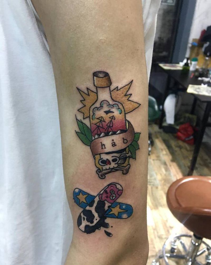 old school小清新纹身图片_手臂纹身图案