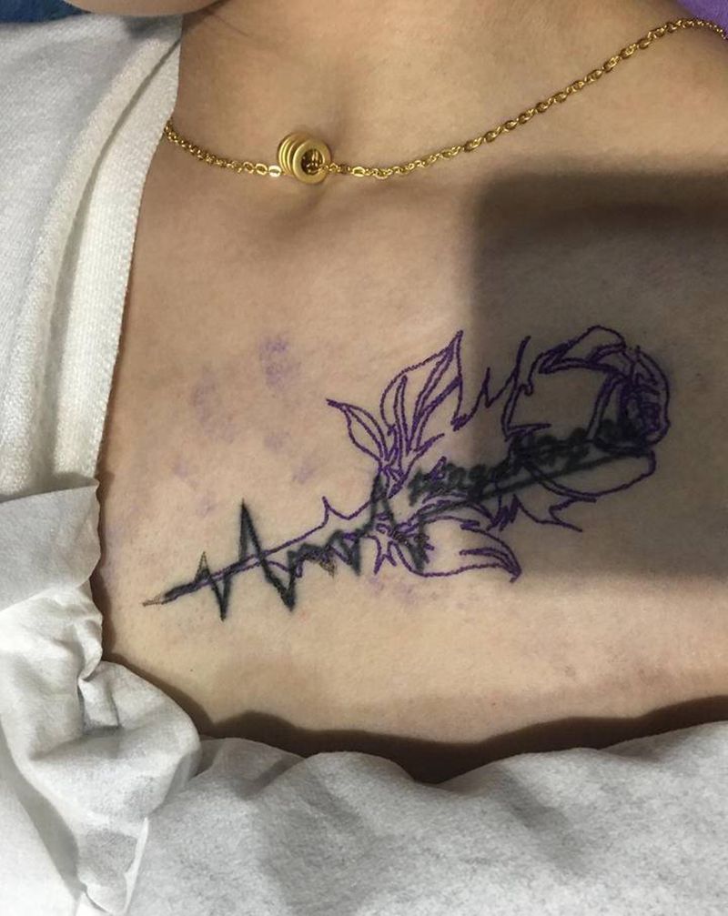 心电图遮盖纹身图片_图腾纹身图案