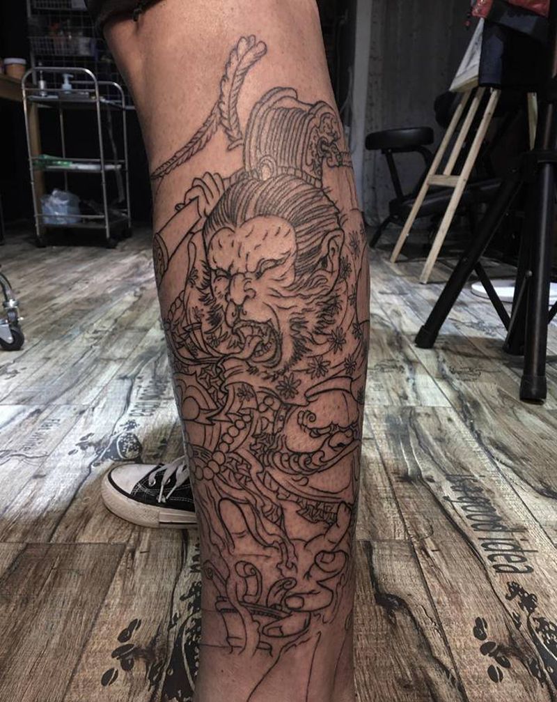 悟空线条包小图纹身图片_新传统纹身图案