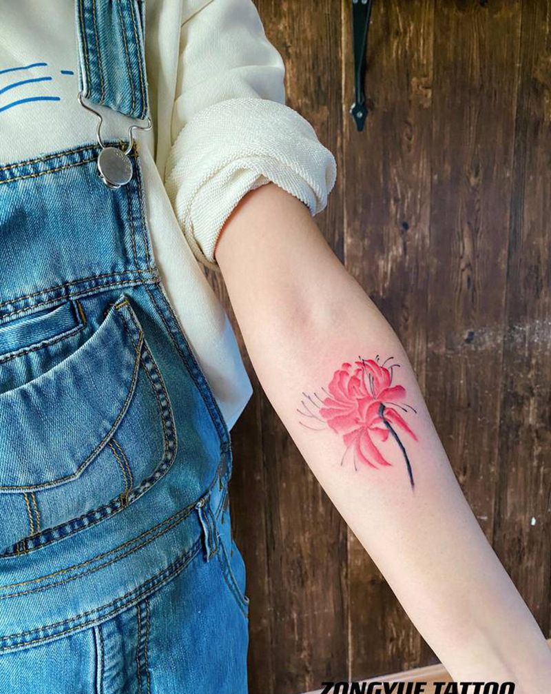 彼岸花纹身图片_手臂水墨水彩彼岸花纹身图案