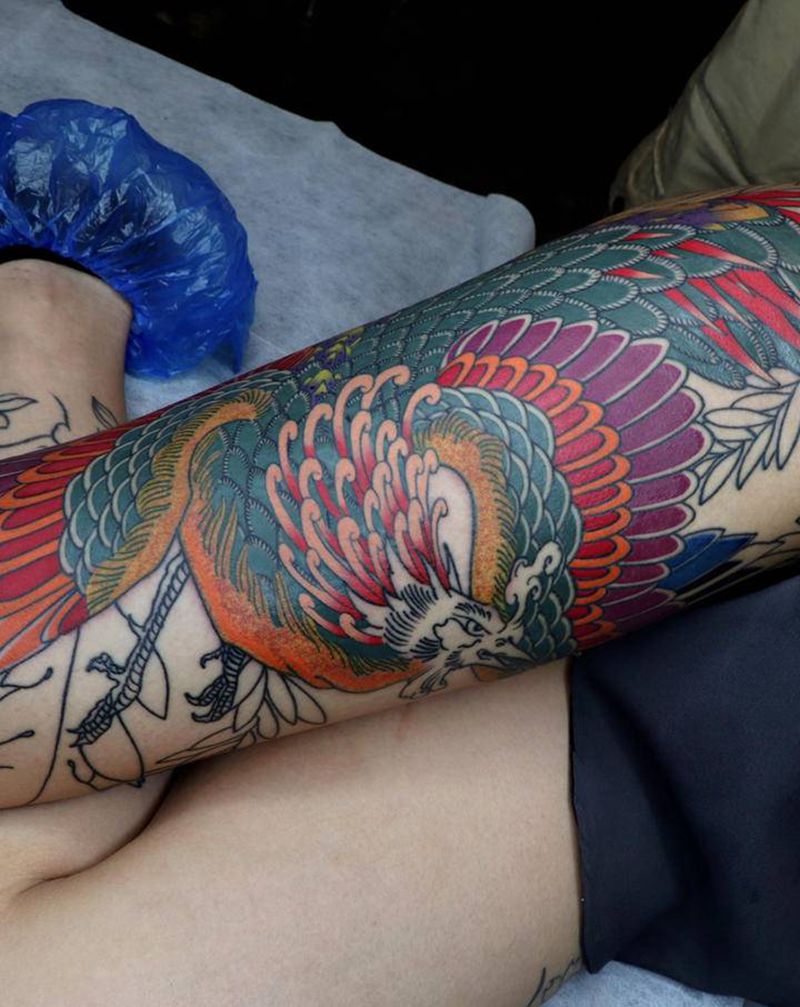 进度~纹身图片_臀部腿部老传统纹身图案