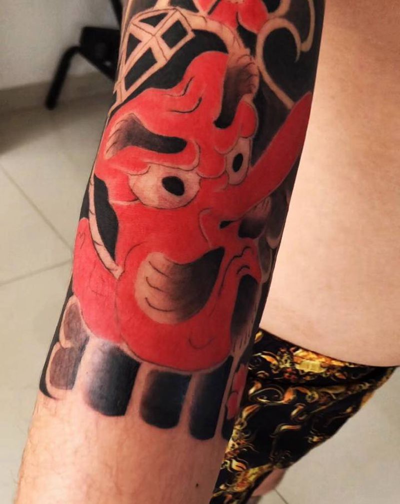 接七分袖纹身图片_手臂老传统纹身图案