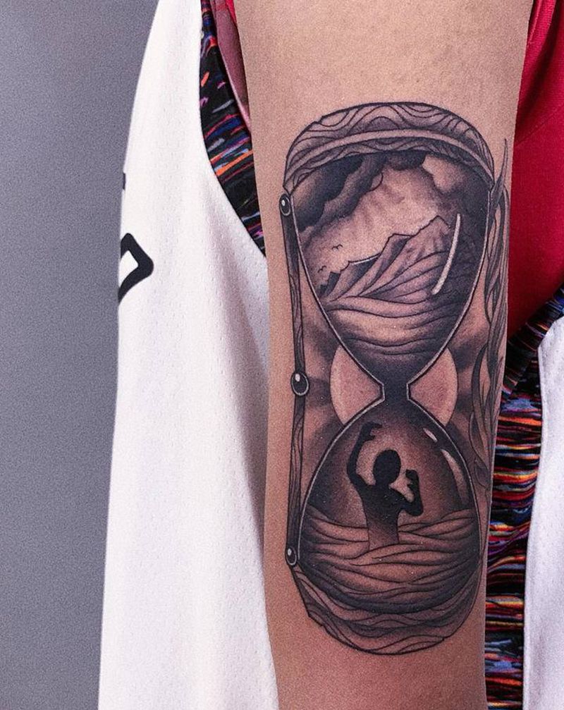 沙漏纹身图片_手臂纹身图案