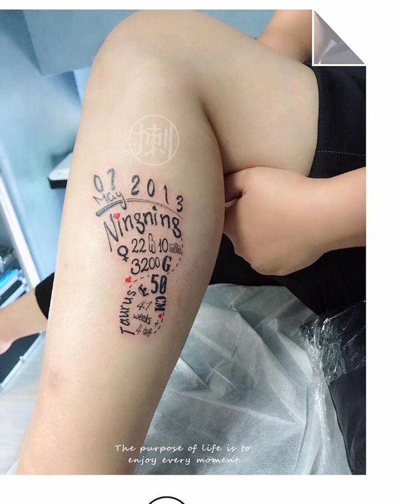 孩子生日纹身图片_手臂腿部几何纹身图案