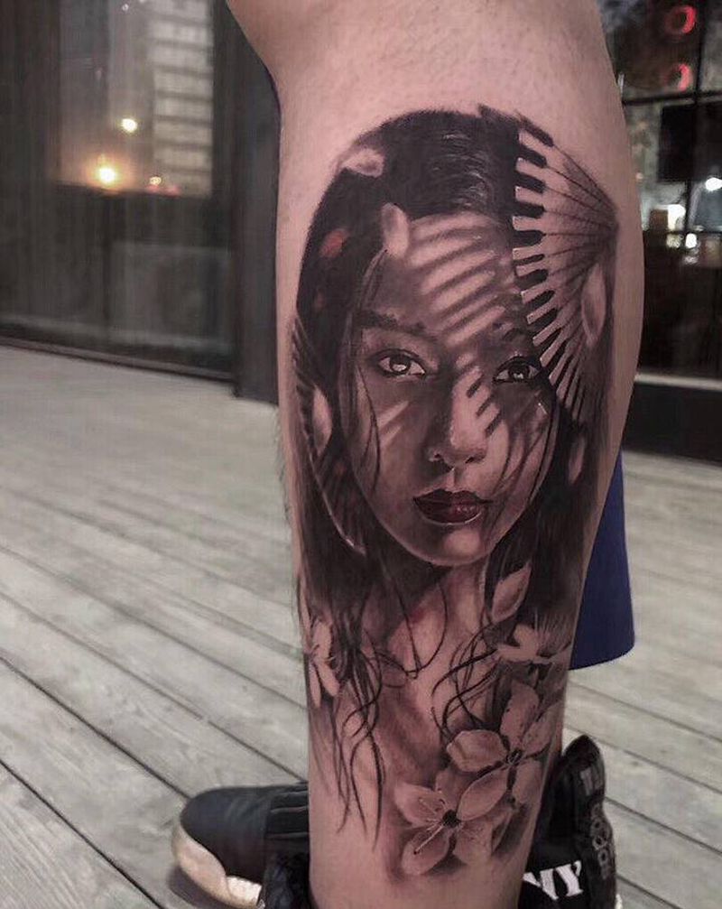 写实小腿纹身图片_腿部手臂欧美写实欧美纹身图案