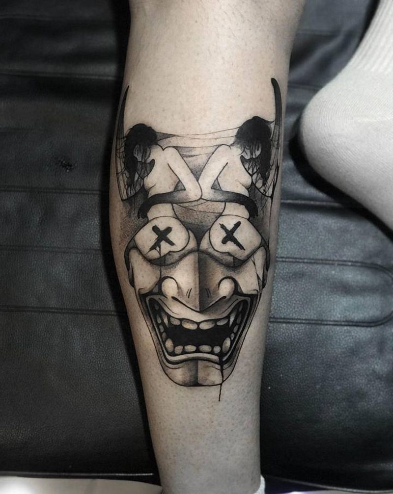 小清新纹身图片_腿部新传统纹身图案