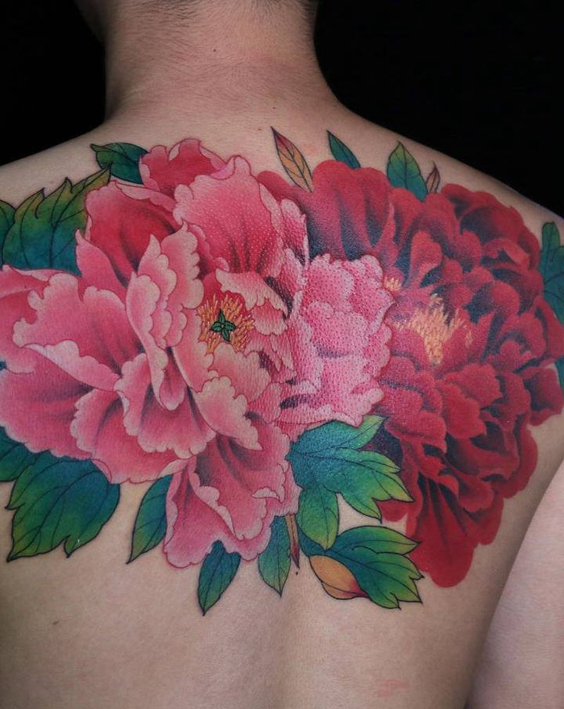 花开富贵纹身图片_背部新传统中国风纹身图案