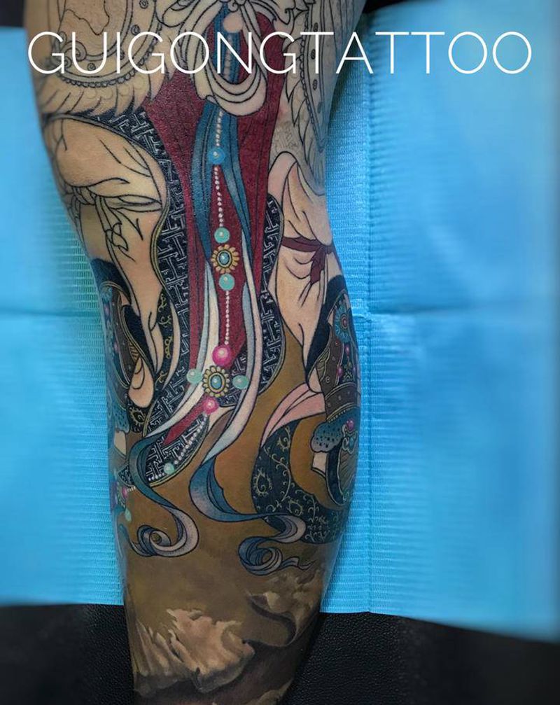 工笔待续纹身图片_新传统欧美写实纹身图案