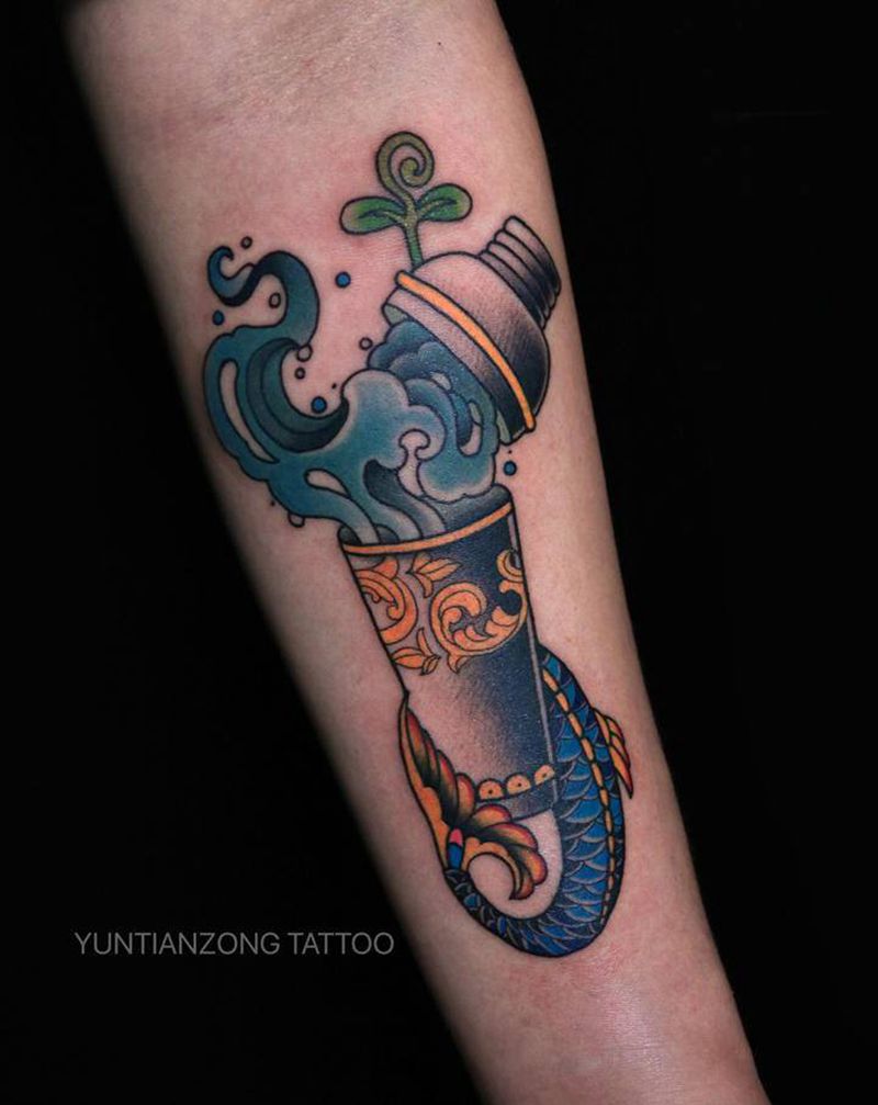 调酒器纹身图片_手臂Old School纹身图案