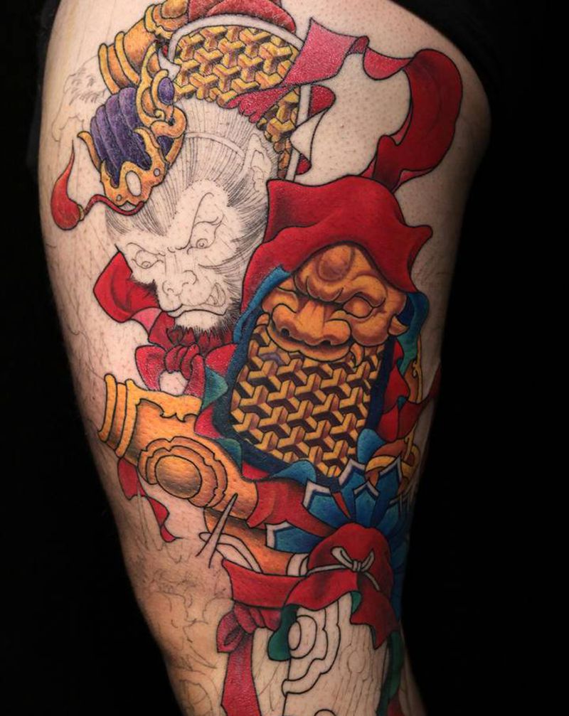 期待成品纹身图片_腿部新传统纹身图案