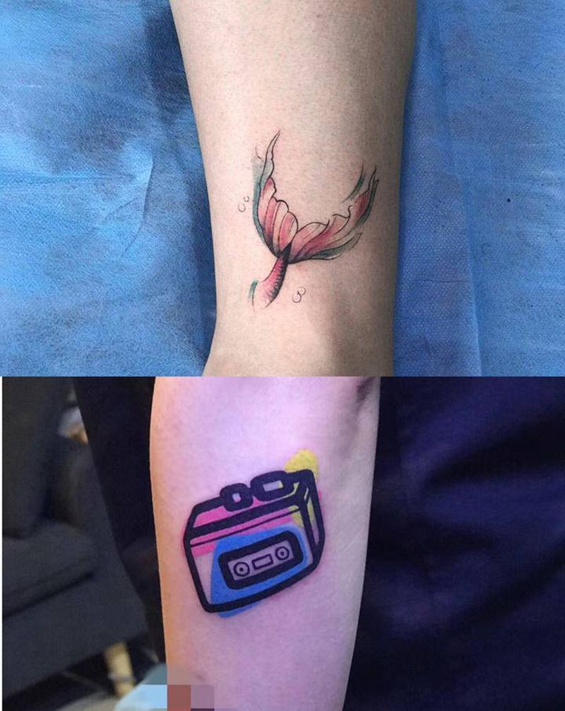 彩色小清新纹身图片_手臂腿部New School小清新纹身图案