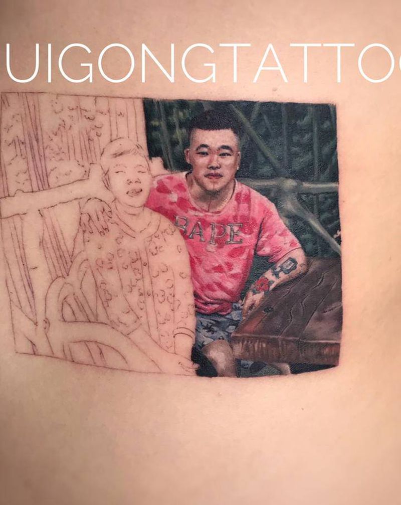 精微写实纹身图片_腹部腰部欧美写实纹身图案