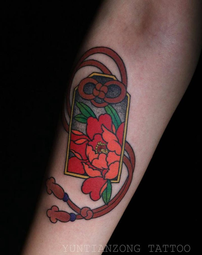 御守纹身图片_手臂老传统纹身图案