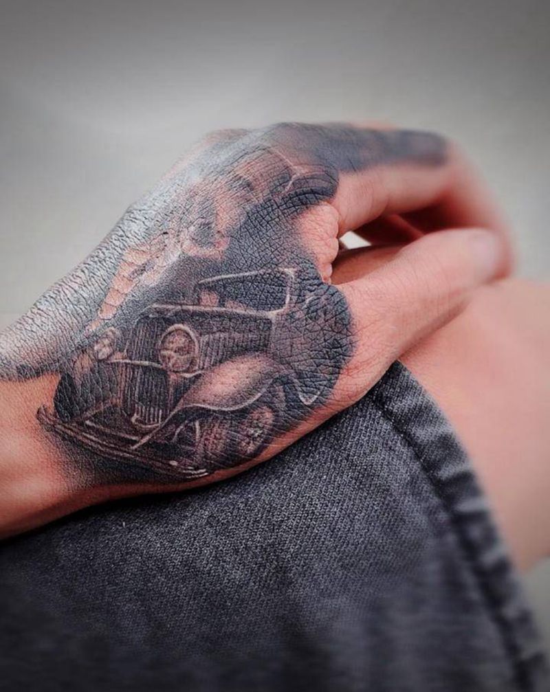 教父纹身图片_手部欧美写实纹身图案