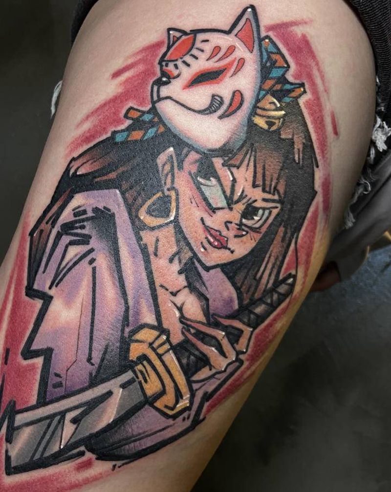 new school纹身图片_腿部New School纹身图案