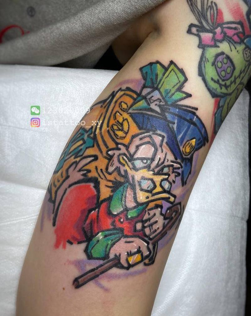 唐老鸭纹身图片_手臂New School纹身图案